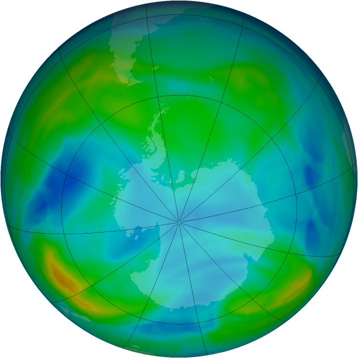 Antarctic ozone map for 08 June 2007